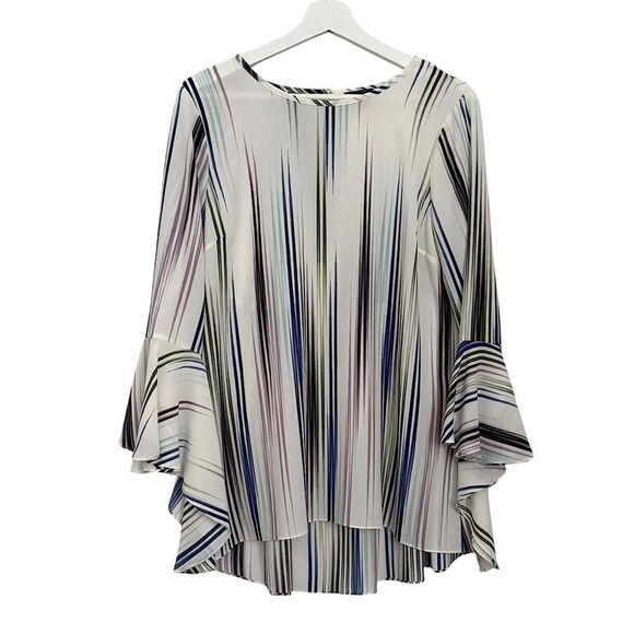 Vince Camuto Ivory Striped Bell Sleeve Top - Picture 8 of 8